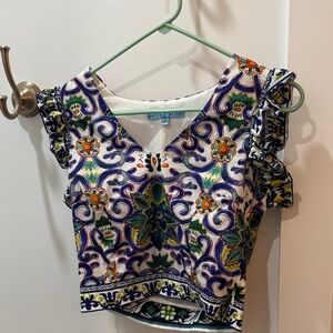ANTONIO MELANI Floral Patterned Blouse - Blue, Green, Orange